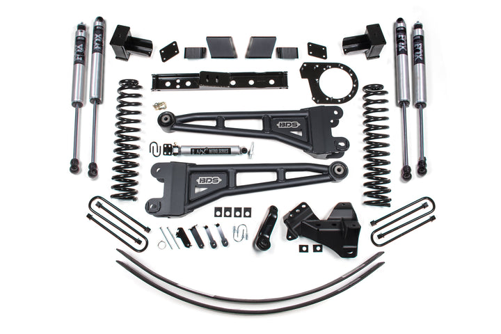 BDS Suspension 6 Inch Lift Kit w/ Radius Arm Ford F250/F350 Super Duty 2017-2019 4WD Diesel - 5 Inch Block with 2 Leaf Main / FOX 2.0 Performance Series