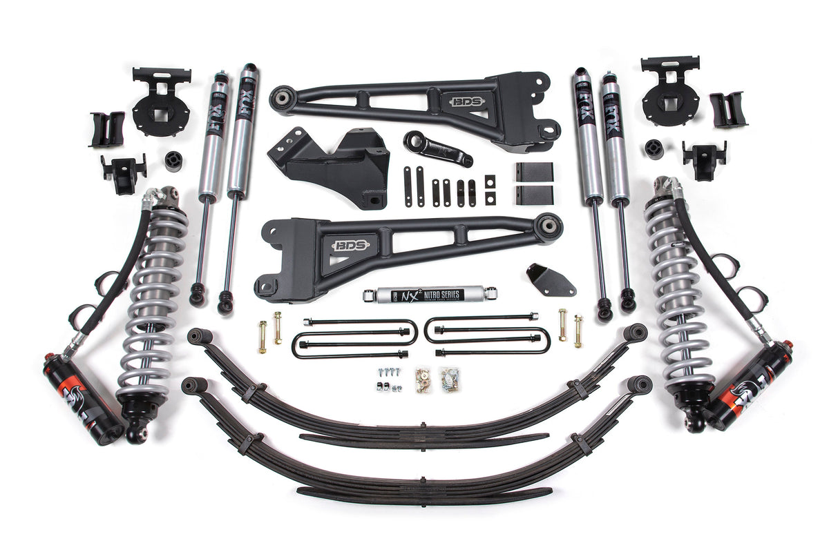 BDS Suspension 4 Inch Lift Kit w/ Radius Arm FOX 2.5 Performance Elite Coil-Over Conversion Ford F250/F350 Super Duty 2005-2007 4WD Diesel - Leaf Springs