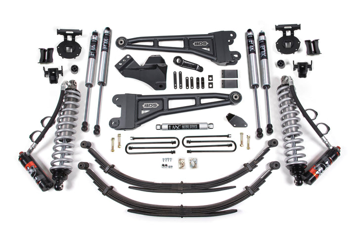 BDS Suspension 4 Inch Lift Kit w/ Radius Arm FOX 2.5 Performance Elite Coil-Over Conversion Ford F250/F350 Super Duty 2005-2007 4WD Diesel - Leaf Springs