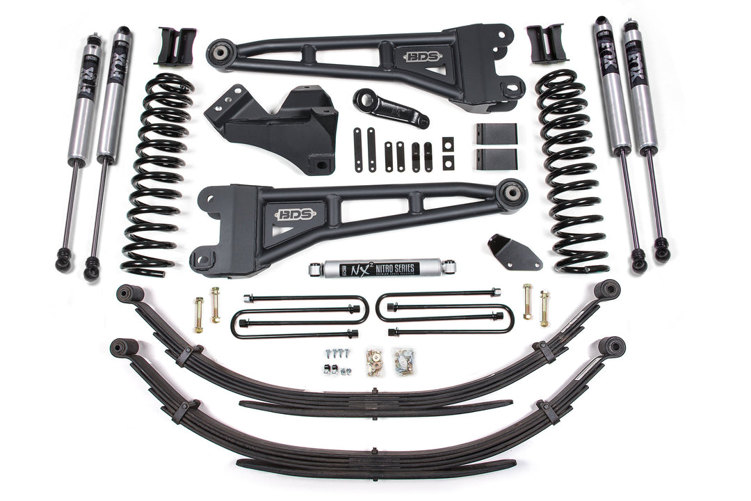 BDS Suspension 4 Inch Lift Kit w/ Radius Arm Ford F250/F350 Super Duty 2005-2007 4WD Diesel - Leaf Springs / FOX 2.0 Performance Series