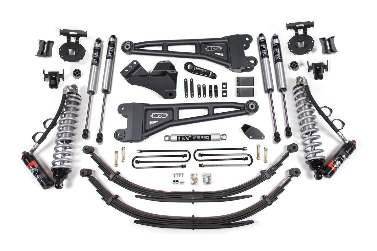 BDS Suspension 4 Inch Lift Kit w/ Radius Arm FOX 2.5 Performance Elite Coil-Over Conversion Ford F250/F350 Super Duty 2008-2010 4WD Diesel - Leaf Springs