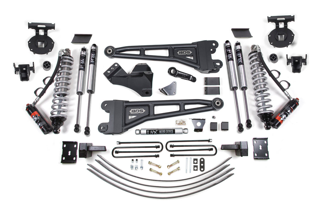BDS Suspension 6 Inch Lift Kit w/ Radius Arm FOX 2.5 Performance Elite Coil-Over Conversion Ford F250/F350 Super Duty 2005-2007 4WD Diesel - 4 Inch Block Kit + Add-A-Leaf Without Overload