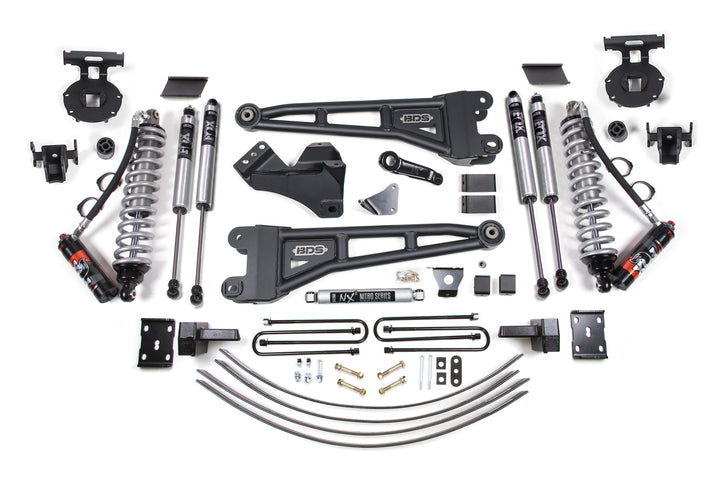 BDS Suspension 6 Inch Lift Kit w/ Radius Arm FOX 2.5 Performance Elite Coil-Over Conversion Ford F250/F350 Super Duty 2005-2007 4WD Diesel - 4 Inch Block Kit + Add-A-Leaf Without Overload