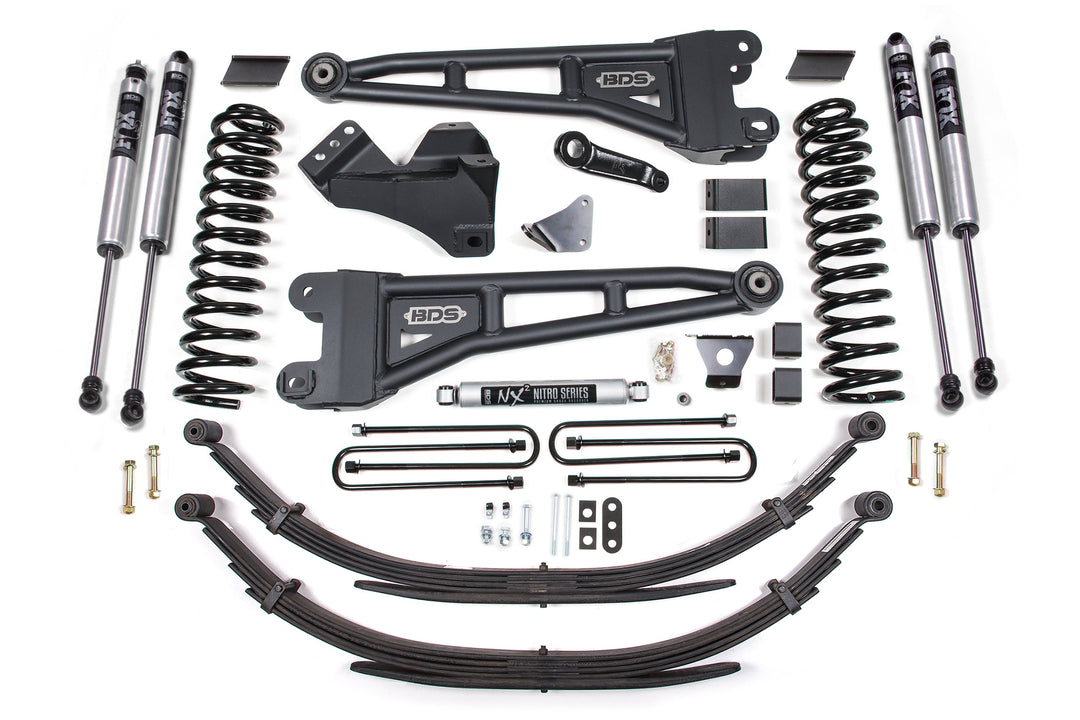 BDS Suspension 6 Inch Lift Kit w/ Radius Arm Ford F250/F350 Super Duty 2005-2007 4WD Diesel - 6 Inch Leaf Springs / FOX 2.0 Performance Series