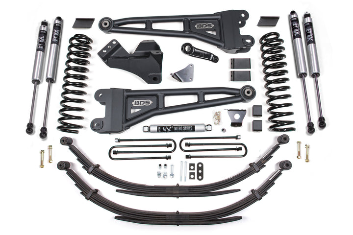BDS Suspension 6 Inch Lift Kit w/ Radius Arm Ford F250/F350 Super Duty 2005-2007 4WD Gas - 6 Inch Leaf Springs / FOX 2.0 Performance Series