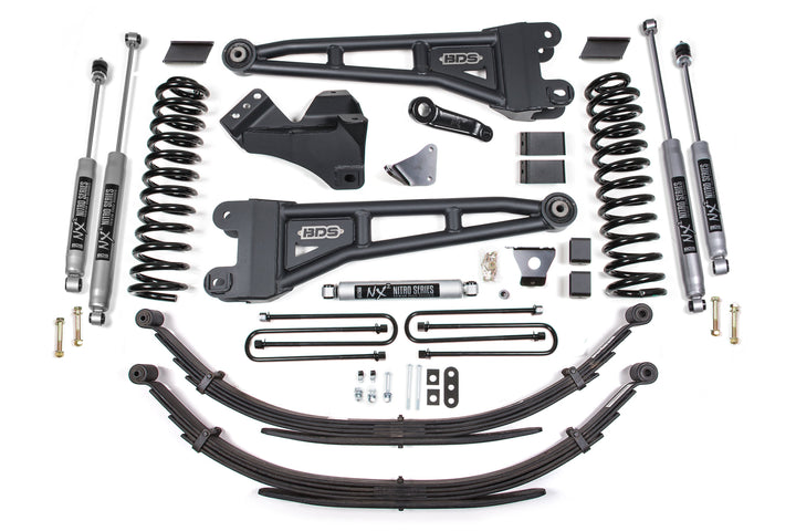 BDS Suspension 6 Inch Lift Kit w/ Radius Arm Ford F250/F350 Super Duty 2005-2007 4WD Gas - 6 Inch Leaf Springs / NX2 Nitro Series