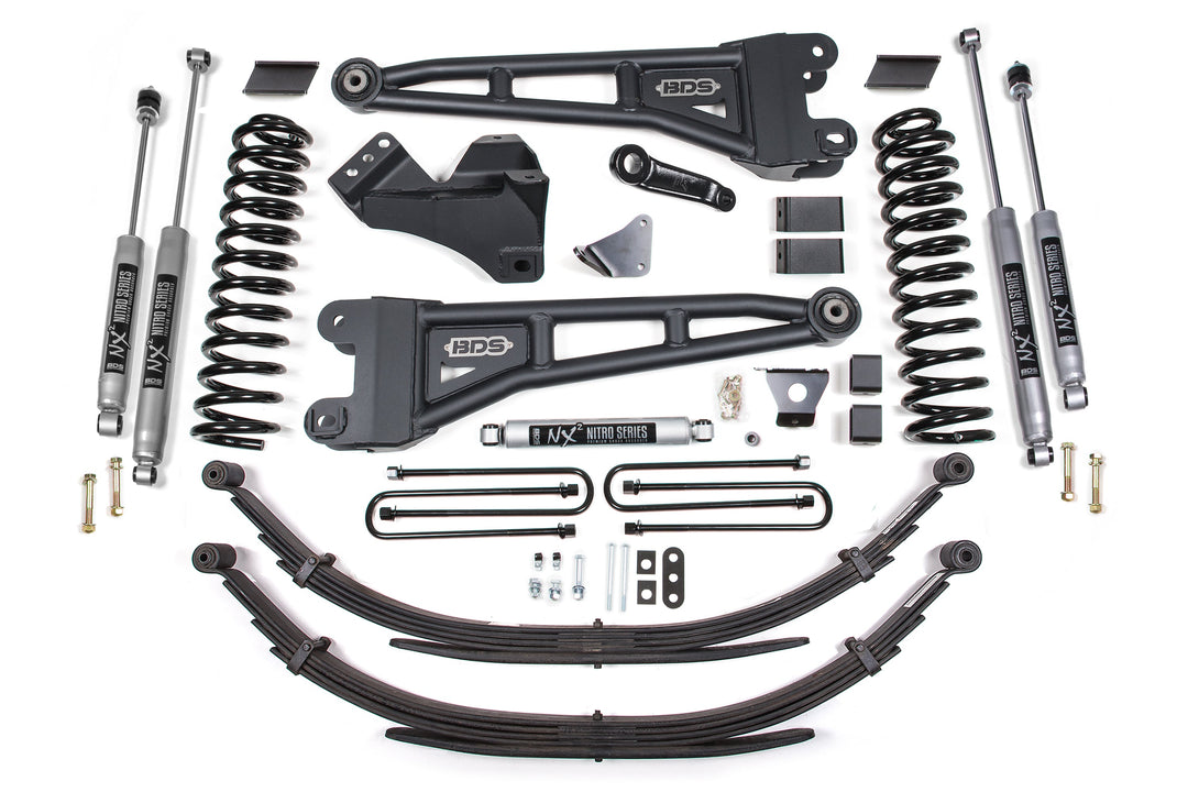BDS Suspension 6 Inch Lift Kit w/ Radius Arm Ford F250/F350 Super Duty 2008-2010 4WD Diesel - Leaf Springs / NX2 Nitro Series