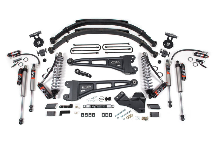 BDS Suspension 4 Inch Lift Kit w/ Radius Arm FOX 2.5 Performance Elite Coil-Over Conversion Ford F250/F350 Super Duty 2017-2019 4WD Diesel - Leaf Springs / FOX 2.5 Performance Elite