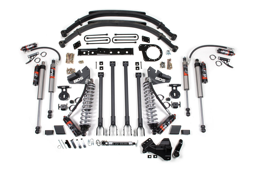 BDS Suspension 7 Inch Lift Kit w/ 4-Link FOX 2.5 Performance Elite Coil-Over Conversion Ford F250/F350 Super Duty 2020-2022 4WD Diesel - Leaf Springs / FOX 2.5 Performance Elite