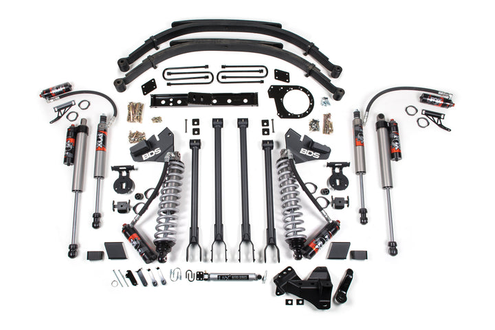 BDS Suspension 7 Inch Lift Kit w/ 4-Link FOX 2.5 Performance Elite Coil-Over Conversion Ford F250/F350 Super Duty 2020-2022 4WD Diesel - Leaf Springs / FOX 2.5 Performance Elite