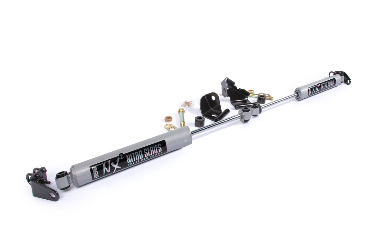 BDS Suspension Dual Steering Stabilizer Kit w/ NX2 Shocks Ford F150 2004-2008 4WD With BDS Strut Spacers