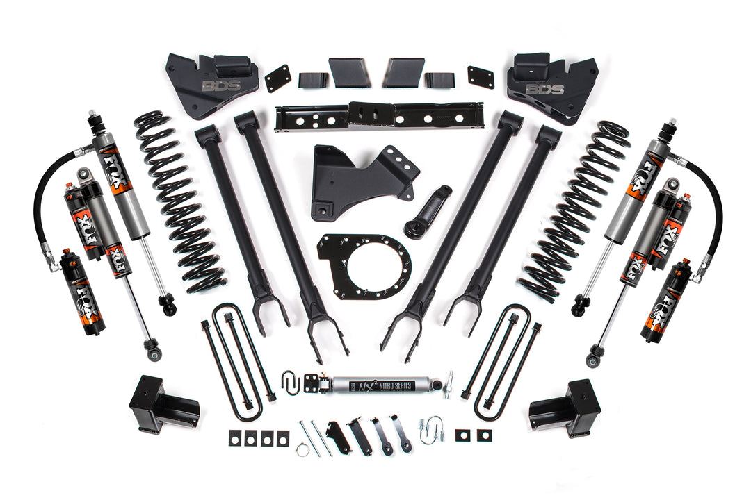 BDS Suspension 6 Inch Lift Kit 4-Link Conversion Ford F250/F350 Super Duty 2017-2019 4WD Diesel - 5 Inch Block with 2 Leaf Main / FOX 2.5 Performance Elite