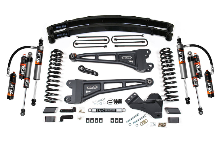 BDS Suspension 4 Inch Lift Kit w/ Radius Arm Ford F250/F350 Super Duty 2017-2019 4WD Diesel - Leaf Springs / FOX 2.5 Performance Elite