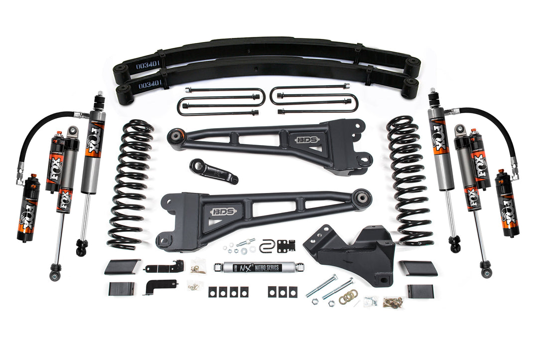 BDS Suspension 4 Inch Lift Kit w/ Radius Arm Ford F250/F350 Super Duty 2017-2019 4WD Gas - Leaf Springs / FOX 2.5 Performance Elite