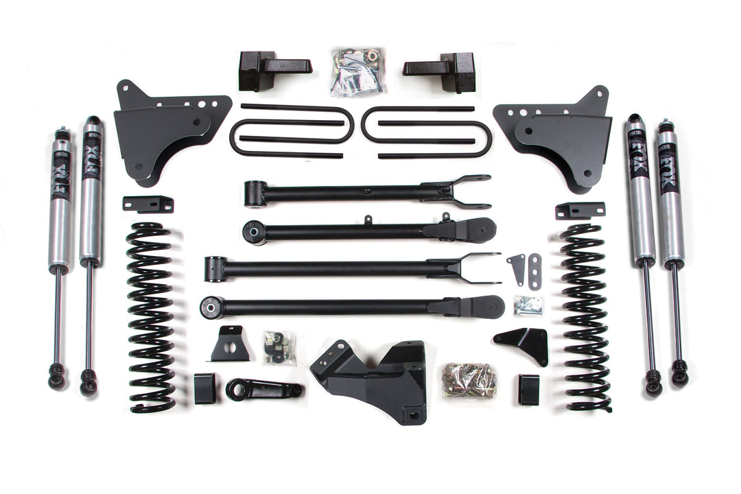 BDS Suspension 4 Inch Lift Kit w/ 4-Link Ford F250/F350 Super Duty 2005-2007 4WD Gas - Block Kit Without Factory Overload / FOX 2.0 Performance Series
