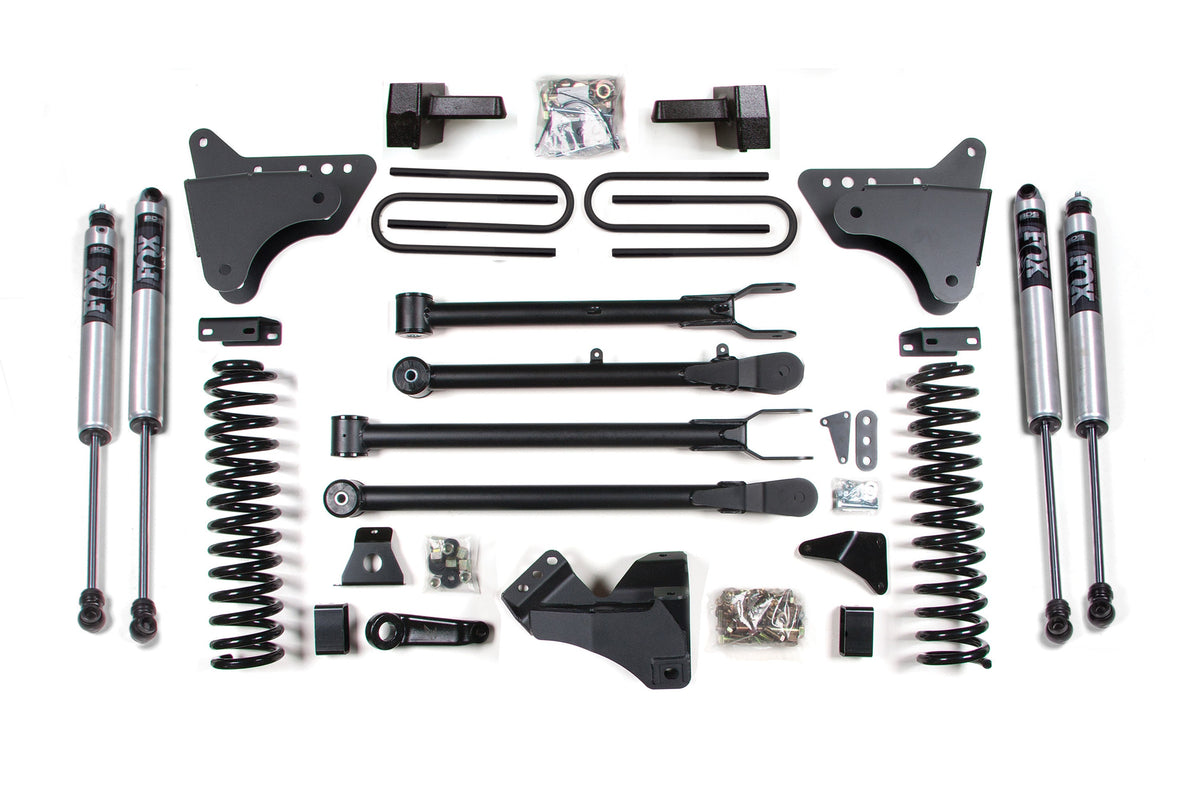 BDS Suspension 4 Inch Lift Kit w/ 4-Link Ford F250/F350 Super Duty 2005-2007 4WD Gas - Block Kit Without Factory Overload / FOX 2.0 Performance Series