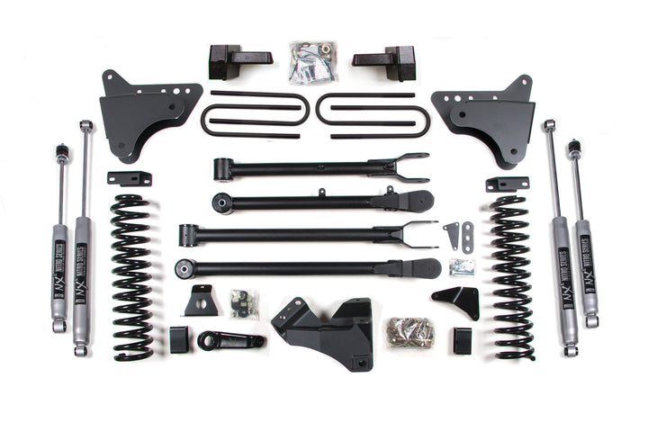 BDS Suspension 4 Inch Lift Kit w/ 4-Link Ford F250/F350 Super Duty 2005-2007 4WD Gas - Block Kit Without Factory Overload / NX2 Nitro Series