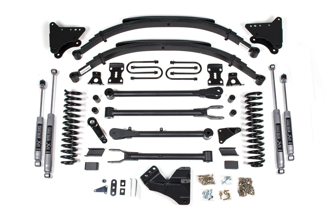 BDS Suspension 4 Inch Lift Kit w/ 4-Link Ford F250/F350 Super Duty 2005-2007 4WD Gas - Leaf Springs / NX2 Nitro Series