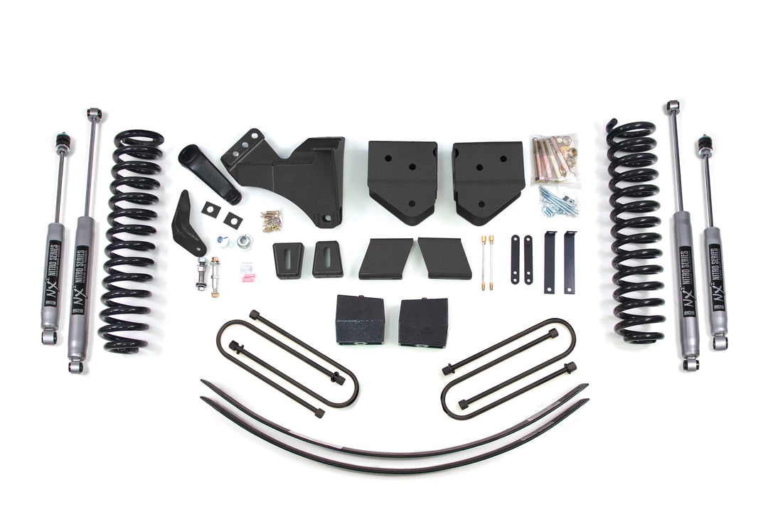 BDS Suspension 6 Inch Lift Kit Ford F250/F350 Super Duty 2005-2007 4WD Gas - 3 Inch Block Kit + Add-A-Leaf Without Overload / NX2 Nitro Series