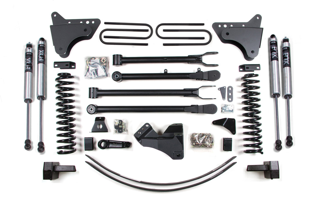BDS Suspension 6 Inch Lift Kit w/ 4-Link Ford F250/F350 Super Duty 2005-2007 4WD Gas - 3 Inch Block Kit + Add-A-Leaf Without Overload / FOX 2.0 Performance Series