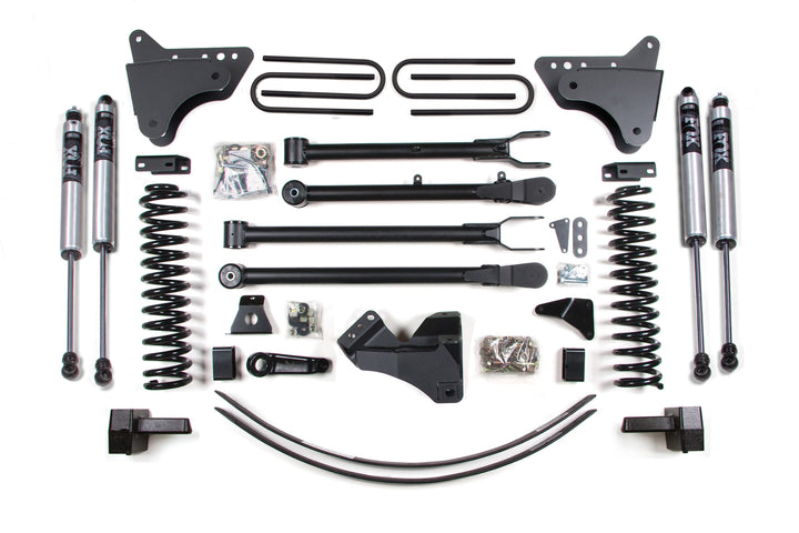 BDS Suspension 6 Inch Lift Kit w/ 4-Link Ford F250/F350 Super Duty 2005-2007 4WD Gas - 3 Inch Block Kit + Add-A-Leaf Without Overload / FOX 2.0 Performance Series
