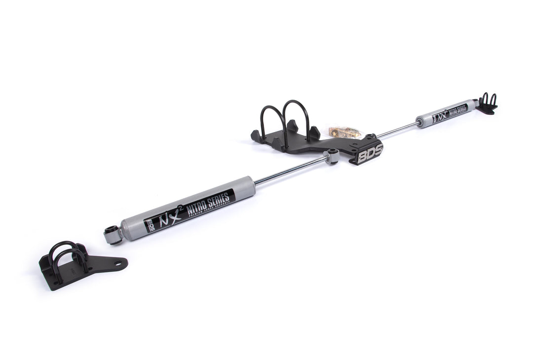 BDS Suspension Dual Steering Stabilizer Kit w/ NX2 Shocks Ford F250/F350 Super Duty 2005-2016 4WD