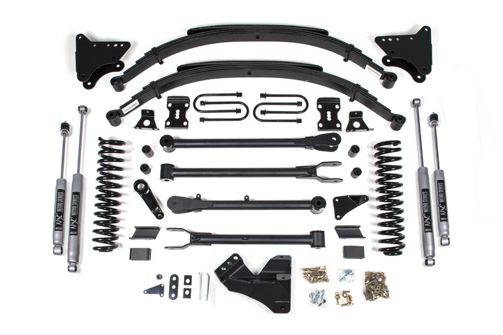 BDS Suspension 4 Inch Lift Kit w/ 4-Link Ford F250/F350 Super Duty 2008-2010 4WD Diesel - Leaf Springs / NX2 Nitro Series