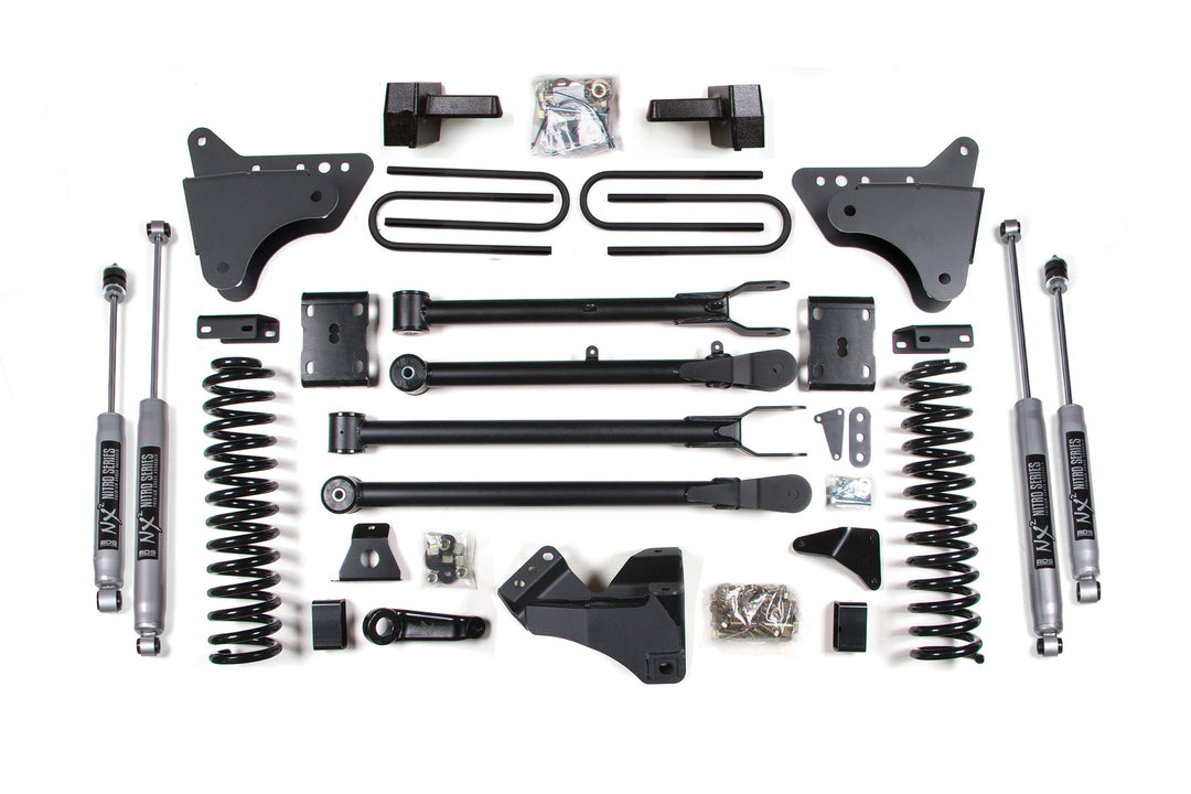 BDS Suspension 4 Inch Lift Kit w/ 4-Link Ford F250/F350 Super Duty 2011-2016 4WD Diesel - Block Kit / NX2 Nitro Series