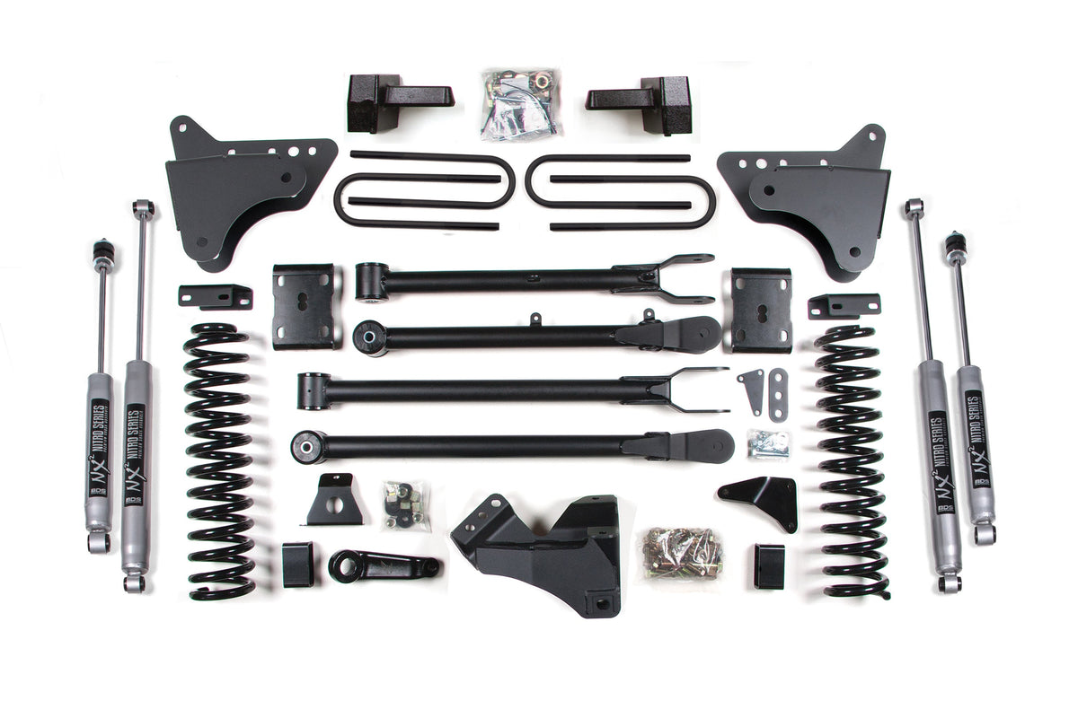 BDS Suspension 4 Inch Lift Kit w/ 4-Link Ford F250/F350 Super Duty 2011-2016 4WD Diesel - Block Kit / NX2 Nitro Series