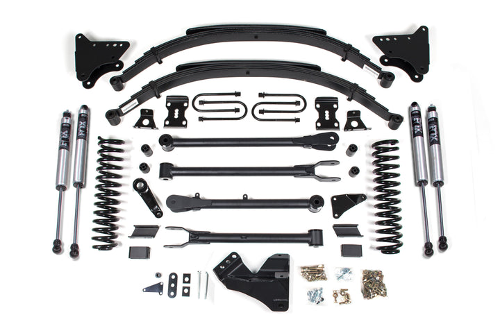 BDS Suspension 4 Inch Lift Kit w/ 4-Link Ford F250/F350 Super Duty 2011-2016 4WD Gas - Leaf Springs / FOX 2.0 Performance Series