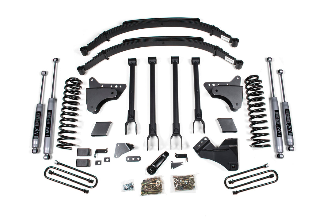 BDS Suspension 6 Inch Lift Kit w/ 4-Link Ford F250/F350 Super Duty 2011-2016 4WD Diesel - Factory 2 Inch Rear Blocks / NX2 Nitro Series