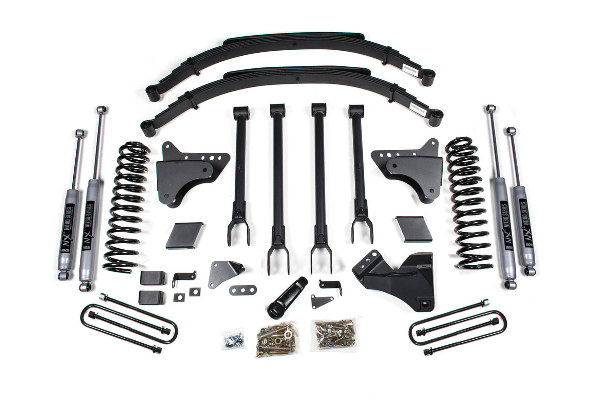 BDS Suspension 6 Inch Lift Kit w/ 4-Link Ford F250/F350 Super Duty 2011-2016 4WD Diesel - Factory 2 Inch Rear Blocks / NX2 Nitro Series