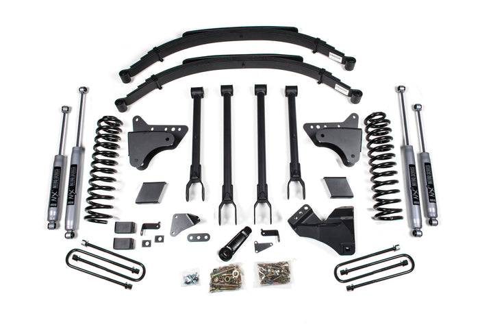 BDS Suspension 6 Inch Lift Kit w/ 4-Link Ford F250/F350 Super Duty 2011-2016 4WD Diesel - Factory 2 Inch Rear Blocks / NX2 Nitro Series