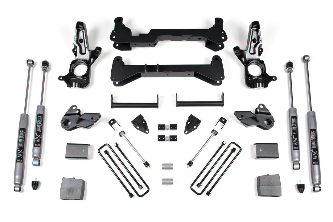 BDS Suspension 7 Inch Lift Kit Chevy Silverado or GMC Sierra 2500HD 2001-2010 2WD - Carrier Above Crossmember / NX2 Nitro Series