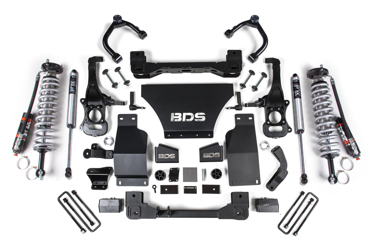 BDS Suspension 4 Inch Lift Kit FOX Coil-Over Chevy Silverado or GMC Sierra 1500 2019-2024 4WD Gas - FOX 2.5 Performance Elite Coil-Over / FOX 2.0 Performance Series Shock