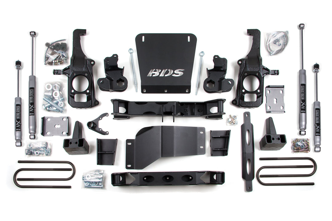 BDS Suspension 6.5 Inch Lift Kit Chevy Silverado or GMC Sierra 2500HD/3500 2011-2019 - 4 Inch Block Kit / NX2 Nitro Series