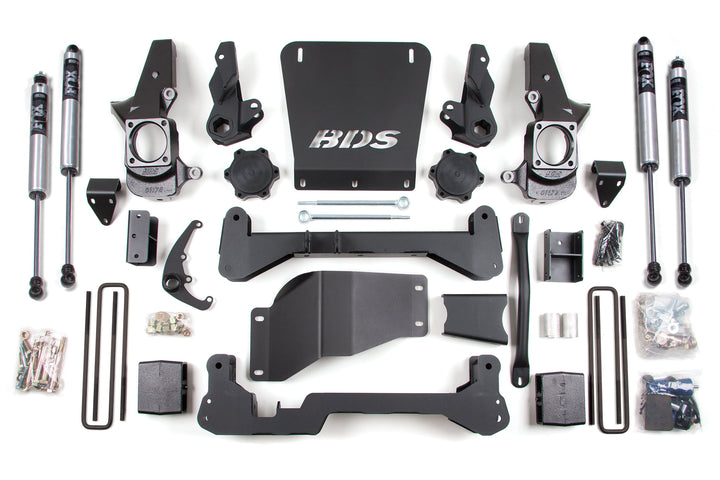 BDS Suspension 7 Inch Lift Kit Chevy Silverado or GMC Sierra 2500HD/3500 2001-2010 4WD - 5 Inch Block Kit – FOX 2.0 Performance Series – Narrow Track Knuckle