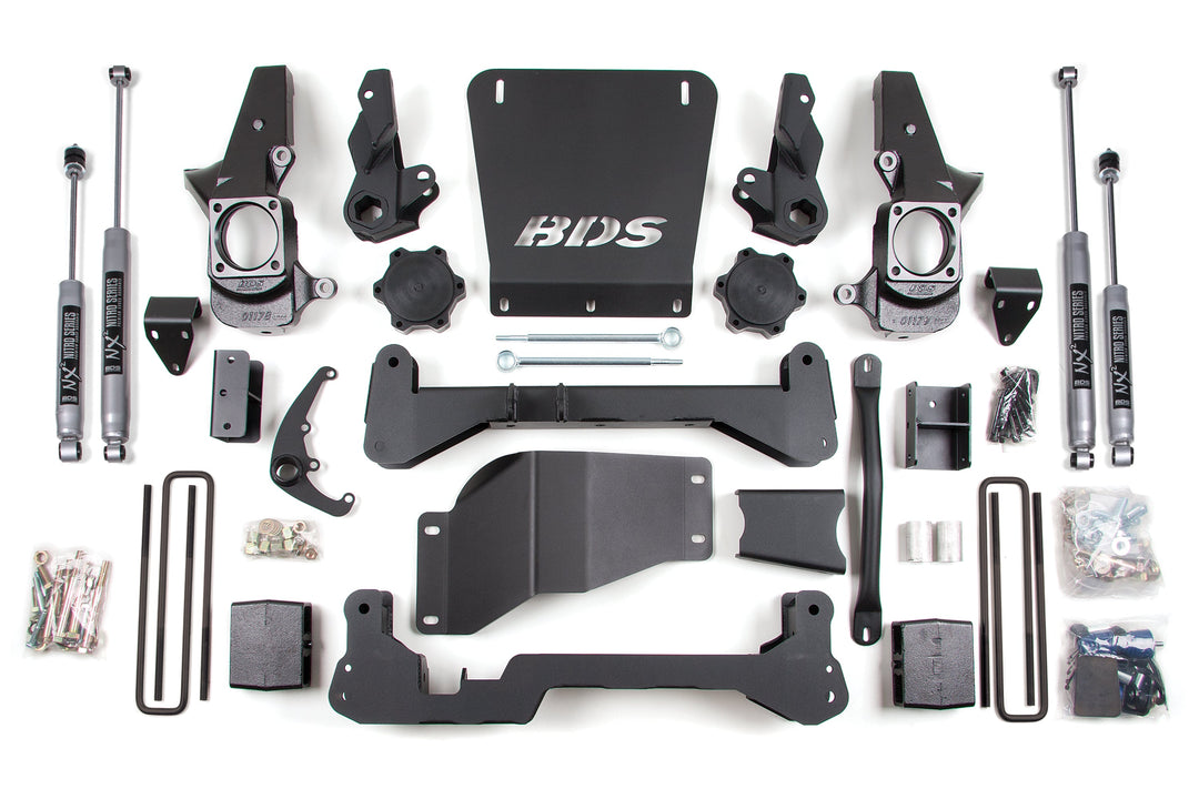 BDS Suspension 7 Inch Lift Kit Chevy Silverado or GMC Sierra 2500HD/3500 2001-2010 4WD - 5 Inch Block Kit – NX2 Nitro Series – Narrow Track Knuckle