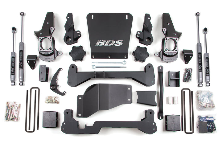 BDS Suspension 7 Inch Lift Kit Chevy Silverado or GMC Sierra 2500HD/3500 2001-2010 4WD - 5 Inch Block Kit – NX2 Nitro Series – Narrow Track Knuckle