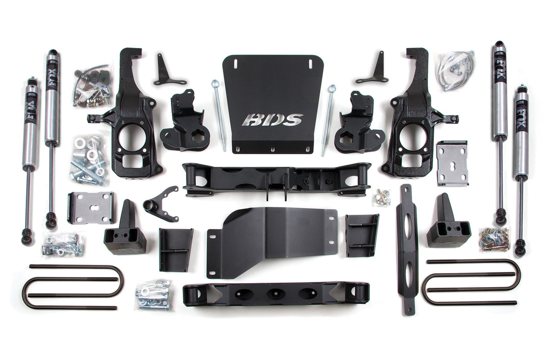 BDS Suspension 6.5 Inch Lift Kit Chevy Silverado or GMC Sierra 2500HD/3500 2011-2019 - 5 Inch Block Kit Without Overload / FOX 2.0 Performance Series