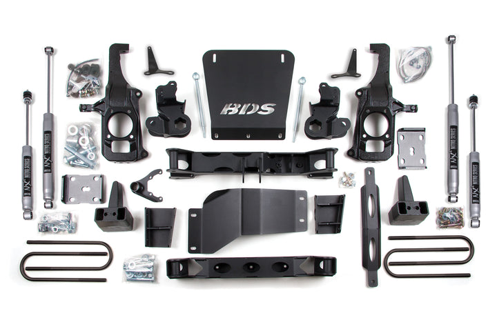 BDS Suspension 6.5 Inch Lift Kit Chevy Silverado or GMC Sierra 2500HD/3500 2011-2019 - 5 Inch Block Kit Without Overload / NX2 Nitro Series