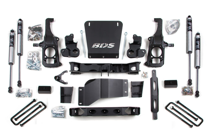 BDS Suspension 6.5 Inch Lift Kit Chevy Silverado or GMC Sierra 2500HD/3500 2011-2019 - 3 Inch Block Kit Without Overload / FOX 2.0 Performance Series