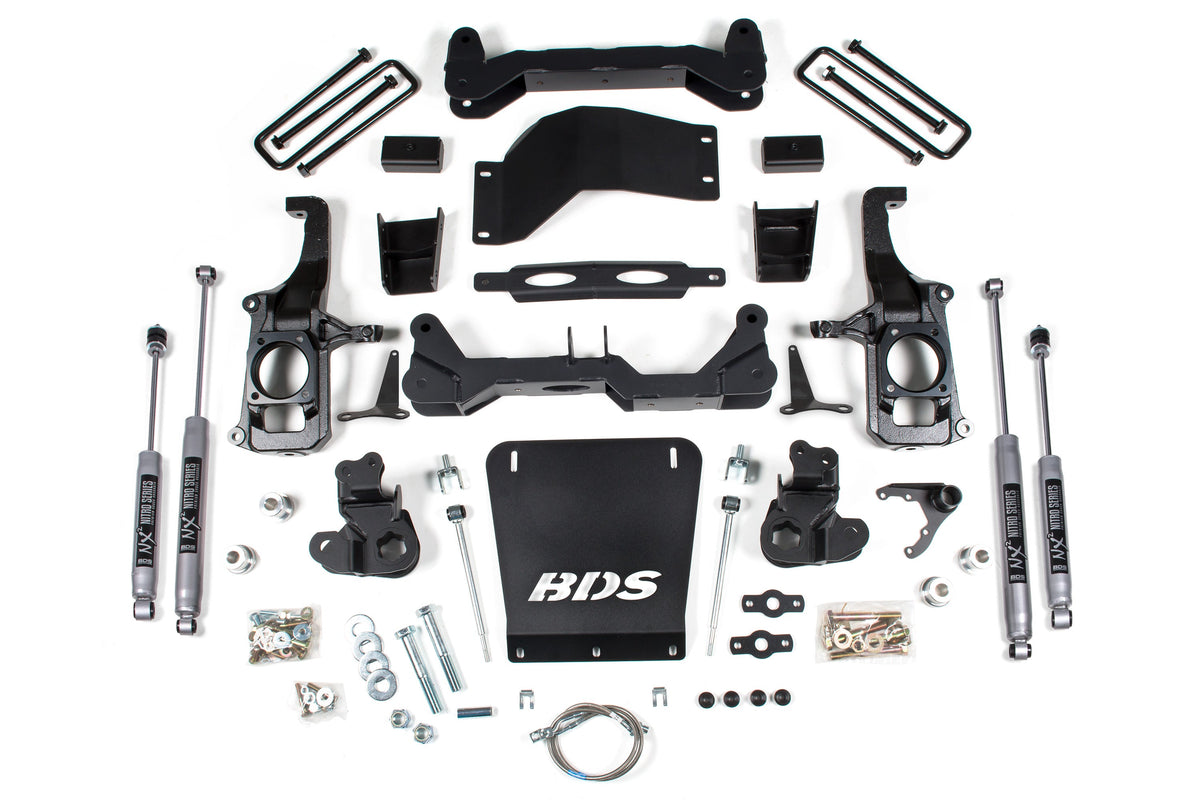 BDS Suspension 4.5 Inch Lift Kit Chevy Silverado or GMC Sierra 2500HD/3500HD 2011-2019 - 3 Inch Block Kit Without Overload / NX2 Nitro Series