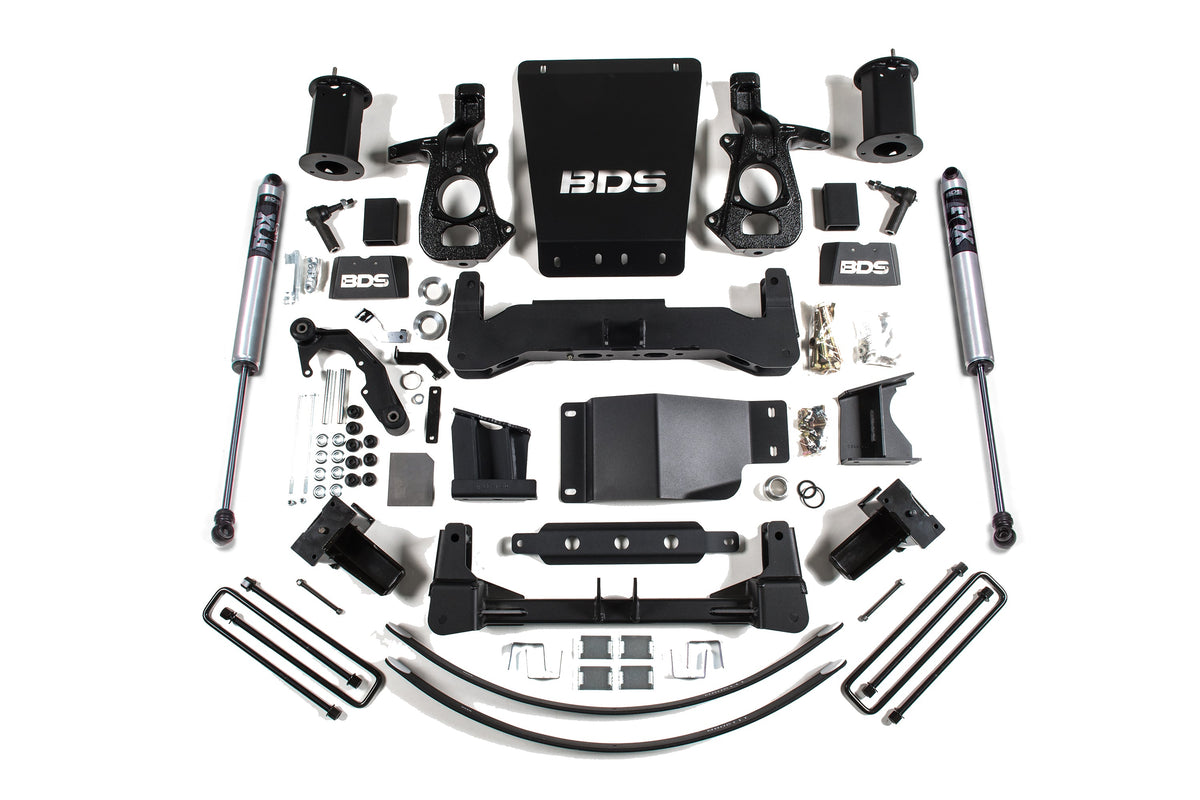 BDS Suspension 8 Inch Lift Kit Chevy Silverado or GMC Sierra 1500 2014-2018 4WD - FOX 2.0 Performance Series / Aluminum / Stamped Steel
