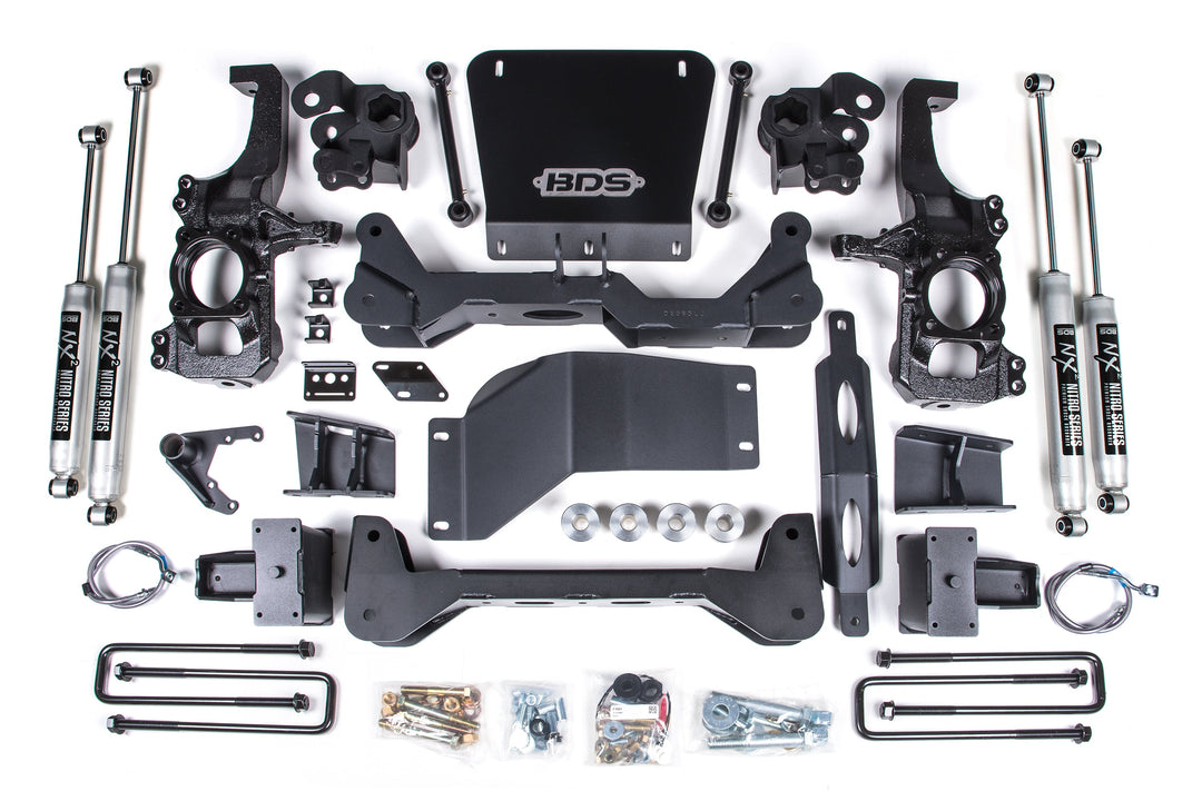 BDS Suspension 6.5 Inch Lift Kit Chevy Silverado or GMC Sierra 2500HD/3500HD 2020-2026 4WD - 5 Inch Block Kit Without Overload / NX2 Nitro Series