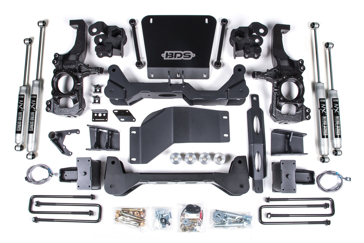 BDS Suspension 6.5 Inch Lift Kit Chevy Silverado or GMC Sierra 2500HD/3500HD 2020-2026 4WD - 5 Inch Block Kit Without Overload / NX2 Nitro Series