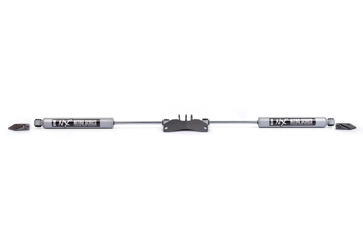 BDS Suspension Dual Steering Stabilizer Kit w/ NX2 Shocks Dodge Ram 1500 Mega Cab 2006-2008 4WD Y-Style Steering