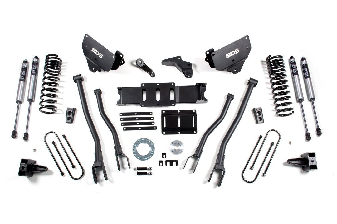 BDS Suspension 6 Inch Lift Kit w/ 4-Link Ram 3500 2013-2018 4WD Diesel - 5 Inch Block Kit – FOX 2.0 Performance Series / 6 Bolt