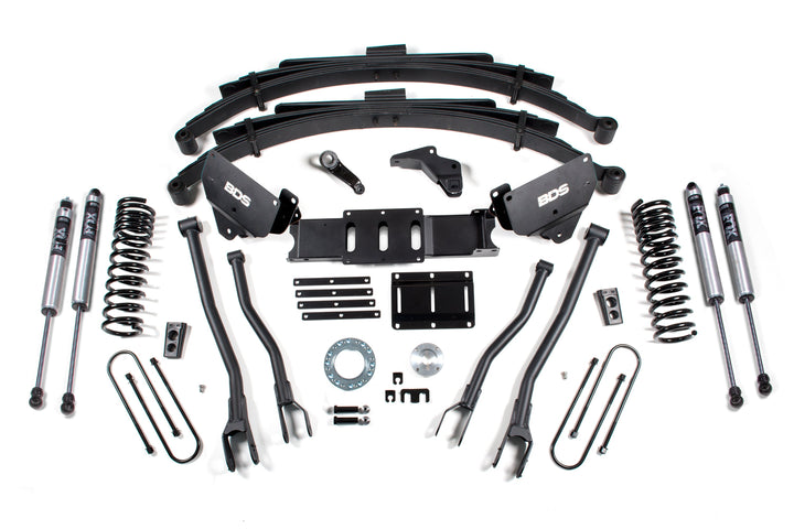 BDS Suspension 6 Inch Lift Kit w/ 4-Link Ram 3500 2013-2018 4WD Diesel - Leaf Springs – FOX 2.0 Performance Series / 6 Bolt