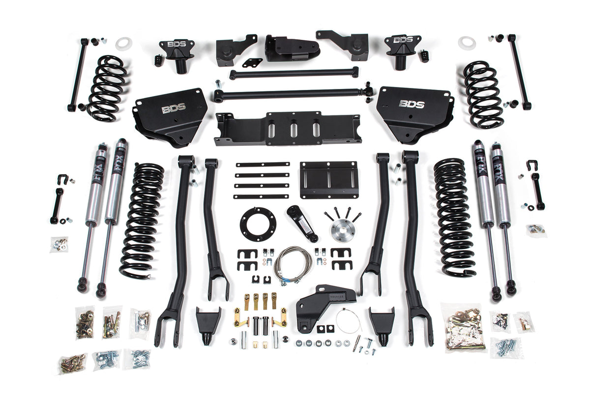 BDS Suspension 8 Inch Lift Kit w/ 4-Link Ram 2500 2014-2018 4WD Diesel - Coil Spring/Bump Stop Extension / FOX 2.0 Performance Series